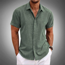 Camisa de manga curta de algodão e linho OLIVER™ + Presente